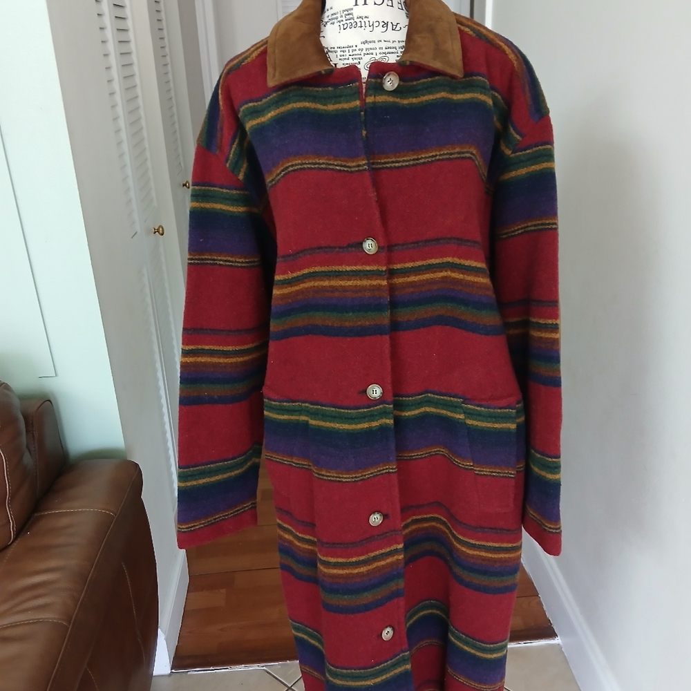 Vintage Woolrich Long Wool Southwestern‎ Blanket coat - Picture 5 of 12